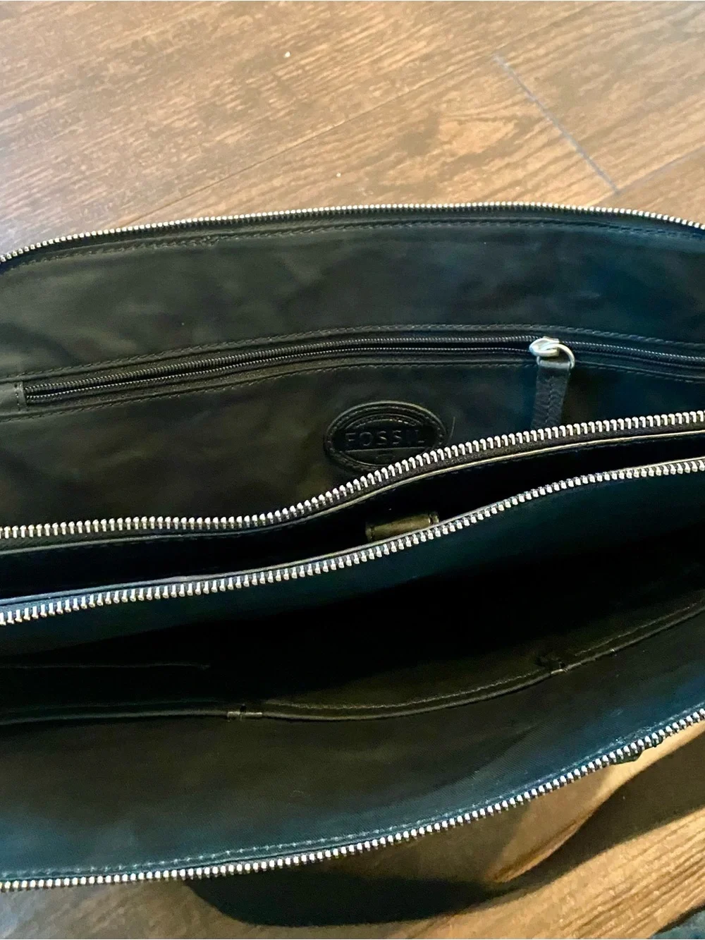 FOSSIL MERCER Double Zip Workbag Briefcase Messenger Crossbody Black Leather